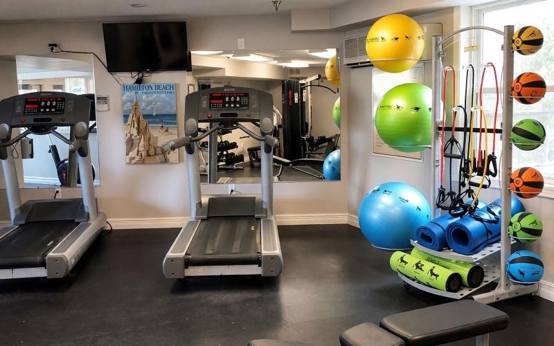 a gym with exercise equipment