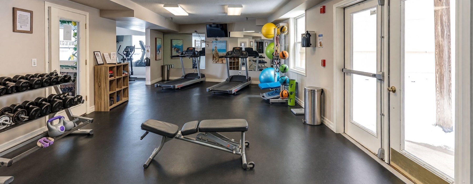 a gym with exercise equipment